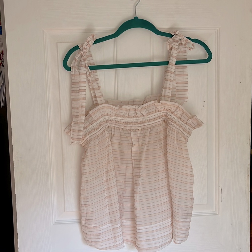 Express baby doll style top. Light pink & white stripes. Size L